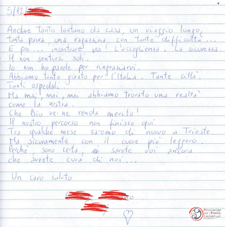 Testimonianza di una paziente A.B.C. Burlo